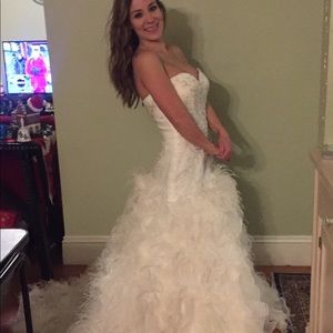 Custom Feathery Wedding Dress